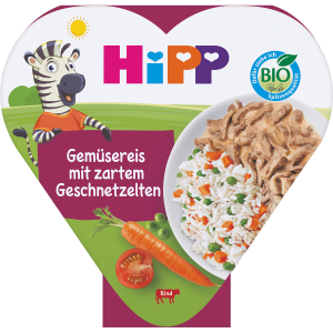Bio Hipp Gemüsereis mit zartem Geschnetzelten 250g