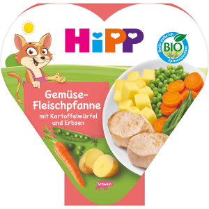 Bio Hipp Gemüse-Fleischpfanne mit Kartoffelwürfel und Erbsen 250g