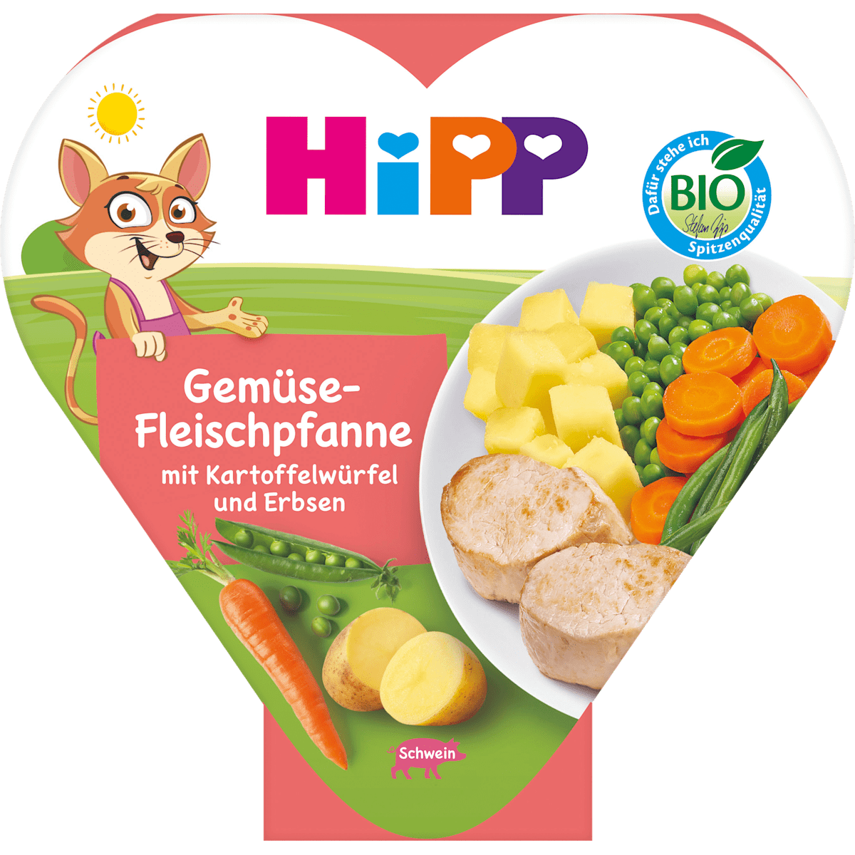 Bio Hipp Gemüse-Fleischpfanne mit Kartoffelwürfel und Erbsen 250g