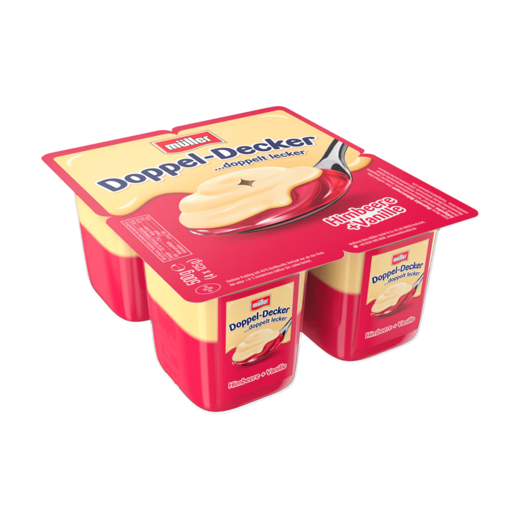 Müller Doppeldecker Himbeer & Vanillasosse 4x125g