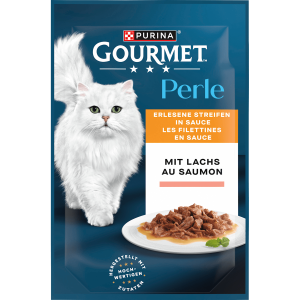 Gourmet Perle Erlesene Streifen mit Lachs Katzennassnahrung 85g
