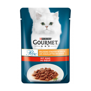Gourmet Perle Erlesene Streifen mit Rind Katzennassnahrung 85g