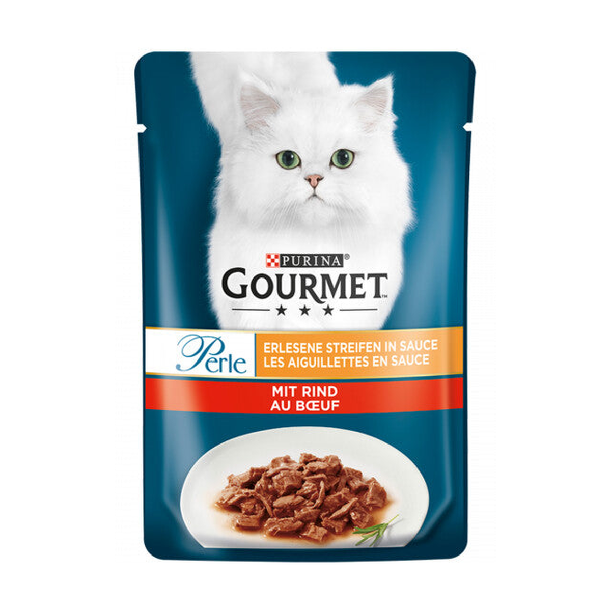 Gourmet Perle Erlesene Streifen mit Rind Katzennassnahrung 85g