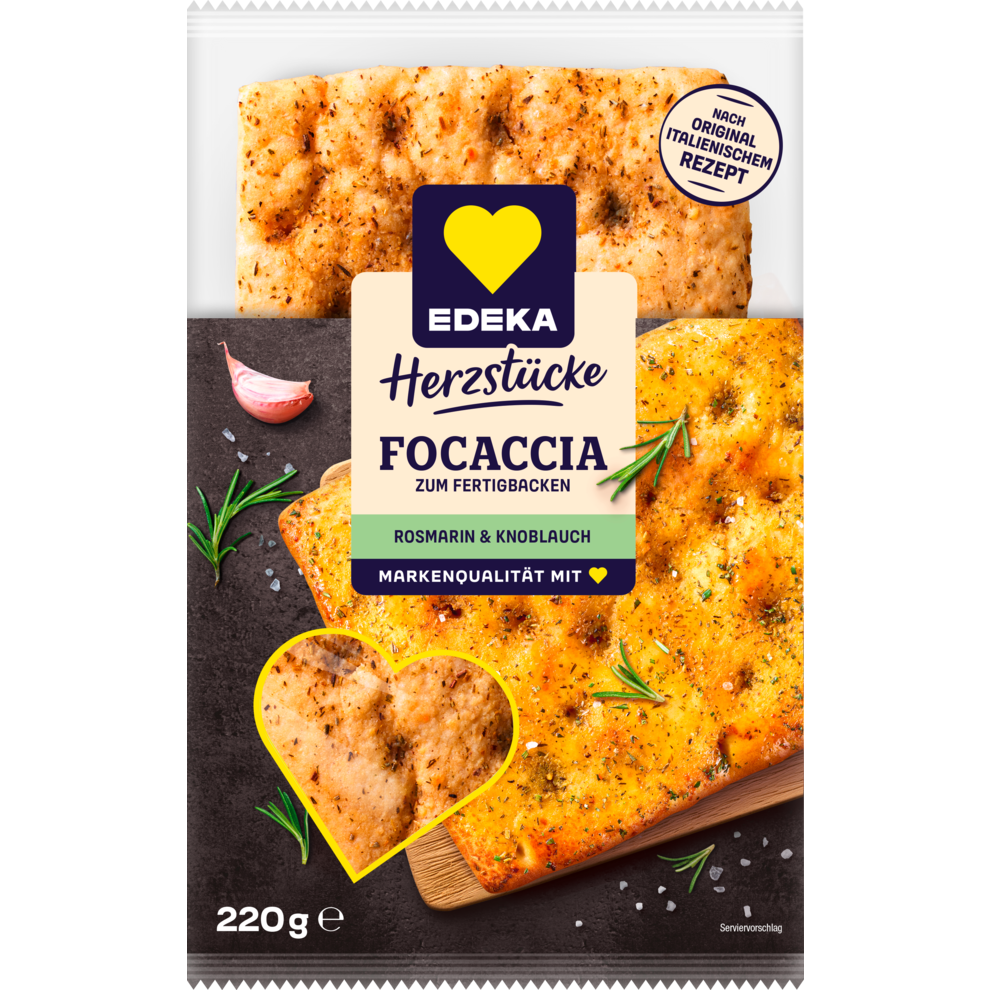 EDEKA Herzstücke Focaccia Rosmarin Knoblauch 220g