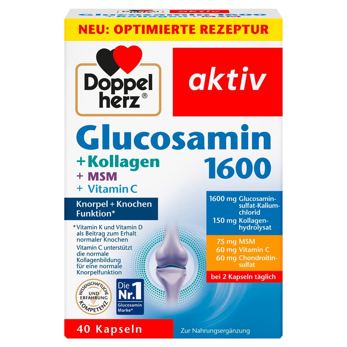 Doppelherz Glucosamin 1600+Kollagen+MSM 40Kapseln 45,2g