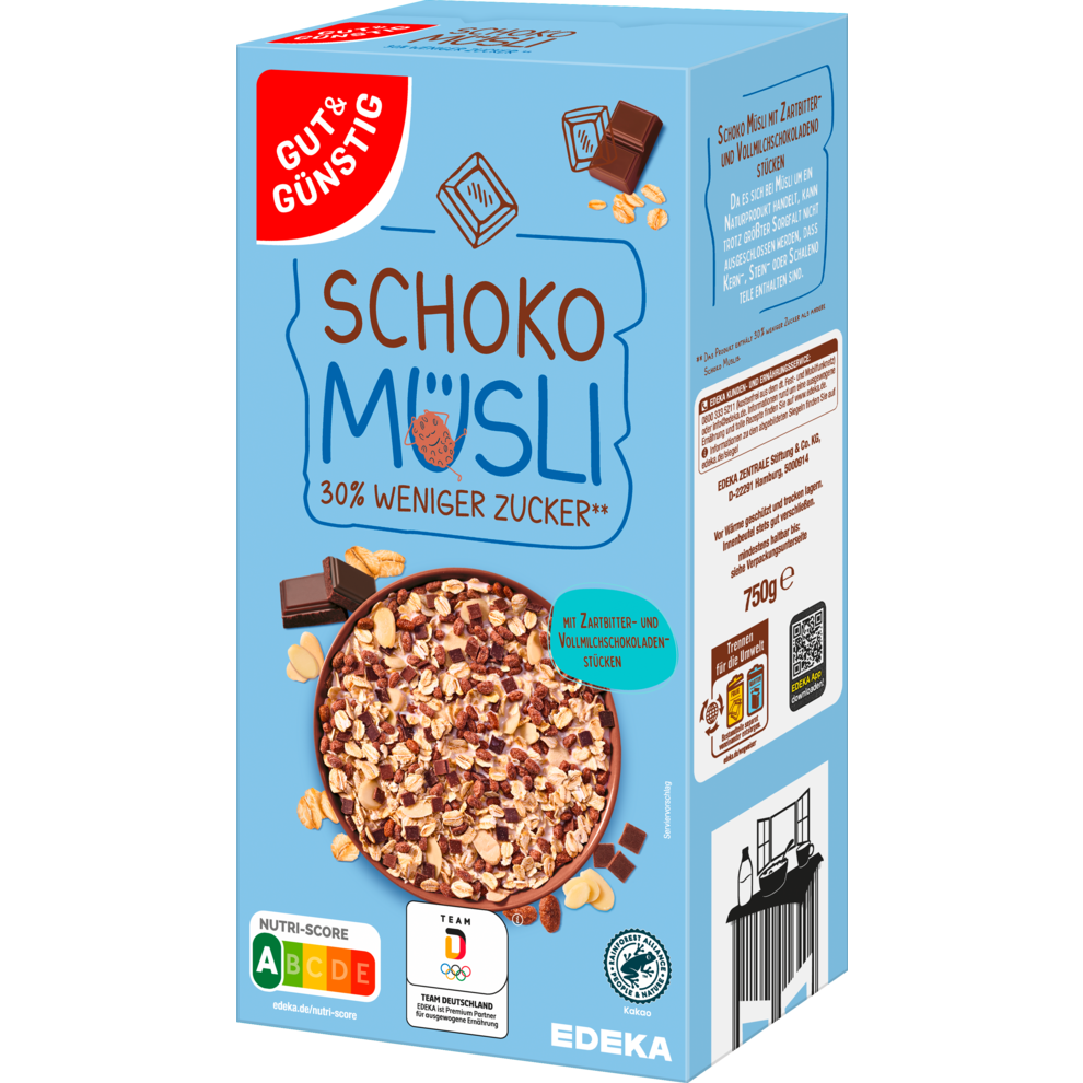 GUT&GÜNSTIG Мюсли шоколад меньше сладкий 750g