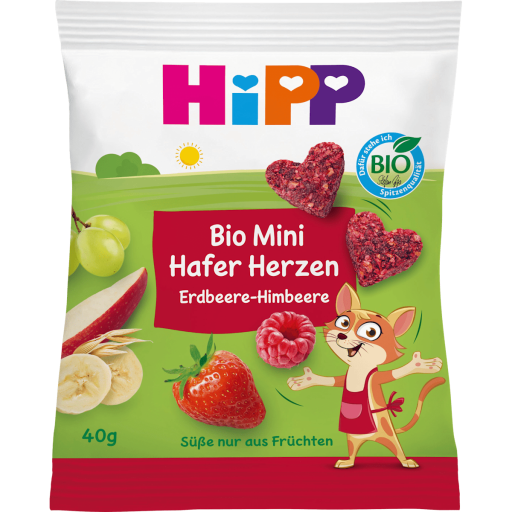 Bio Hipp Mini Hafer-Herzen Erdbeere-Himbeere 40g