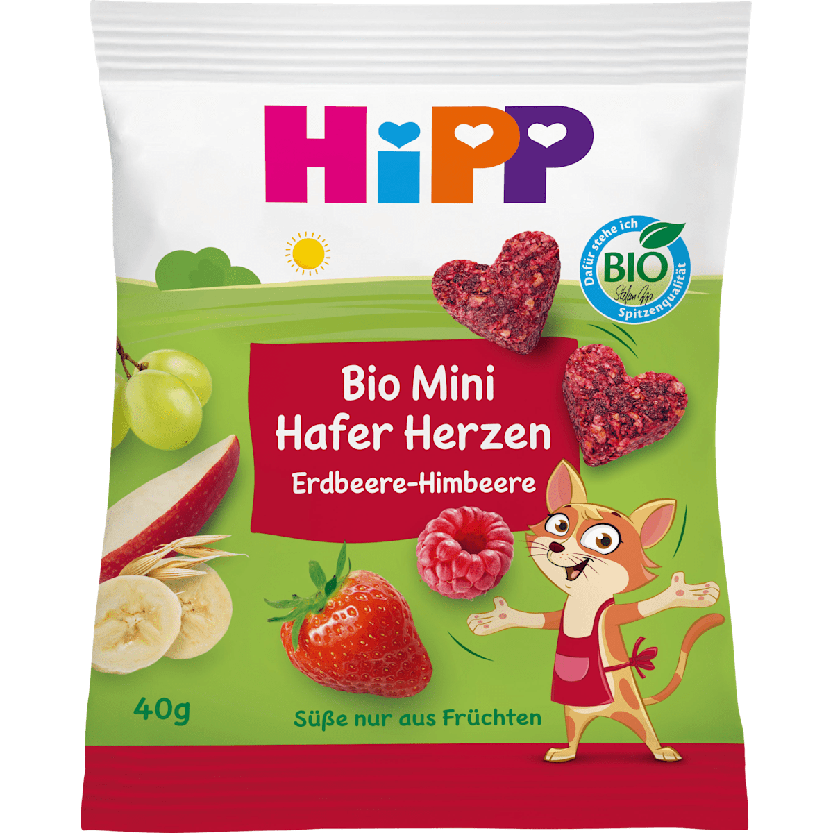 Bio Hipp Mini Hafer-Herzen Erdbeere-Himbeere 40g