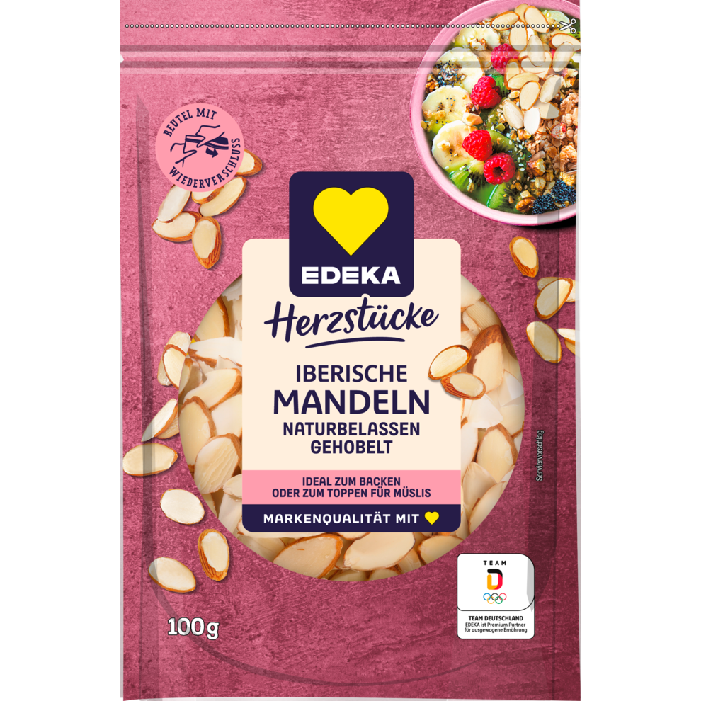 EDEKA Herzstücke Iberische Mandeln naturell gehobelt 100g