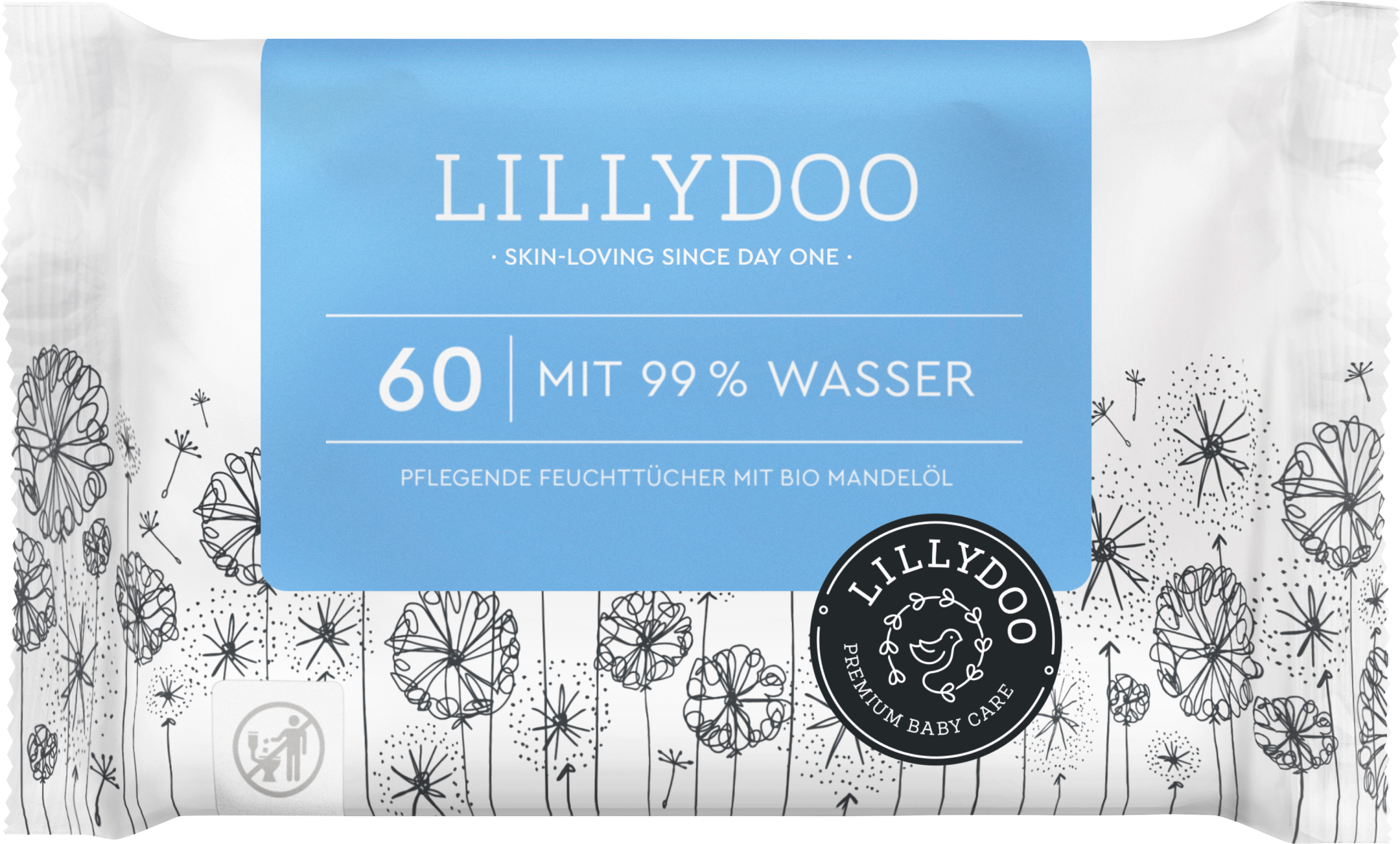 Lillydoo Feuchttücher mit 99% Wasser 60ST