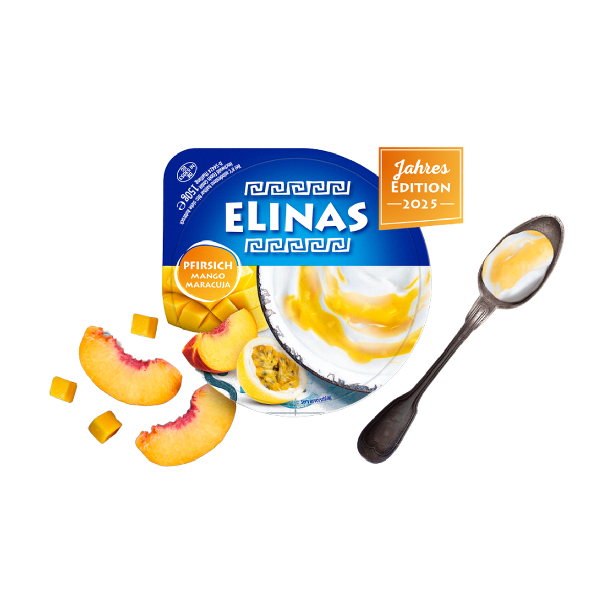 Elinas Йогурт, греческий стиль персик манго маракуйя 9,4% 4x150g