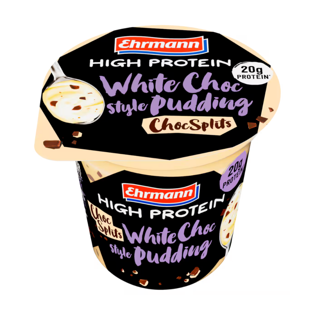 Ehrmann High Protein Pudding White Choc Style Chocsplits 230g