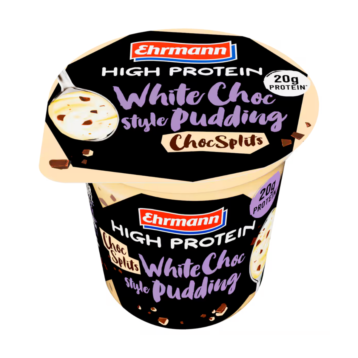 Ehrmann High Protein Pudding White Choc Style Chocsplits 230g