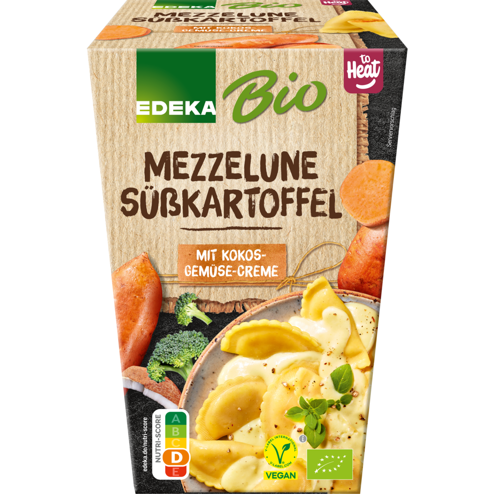 Bio EDEKA Mezzelune Süßkartoffel mit Gemüse-Kokos-Creme-Soße 350g