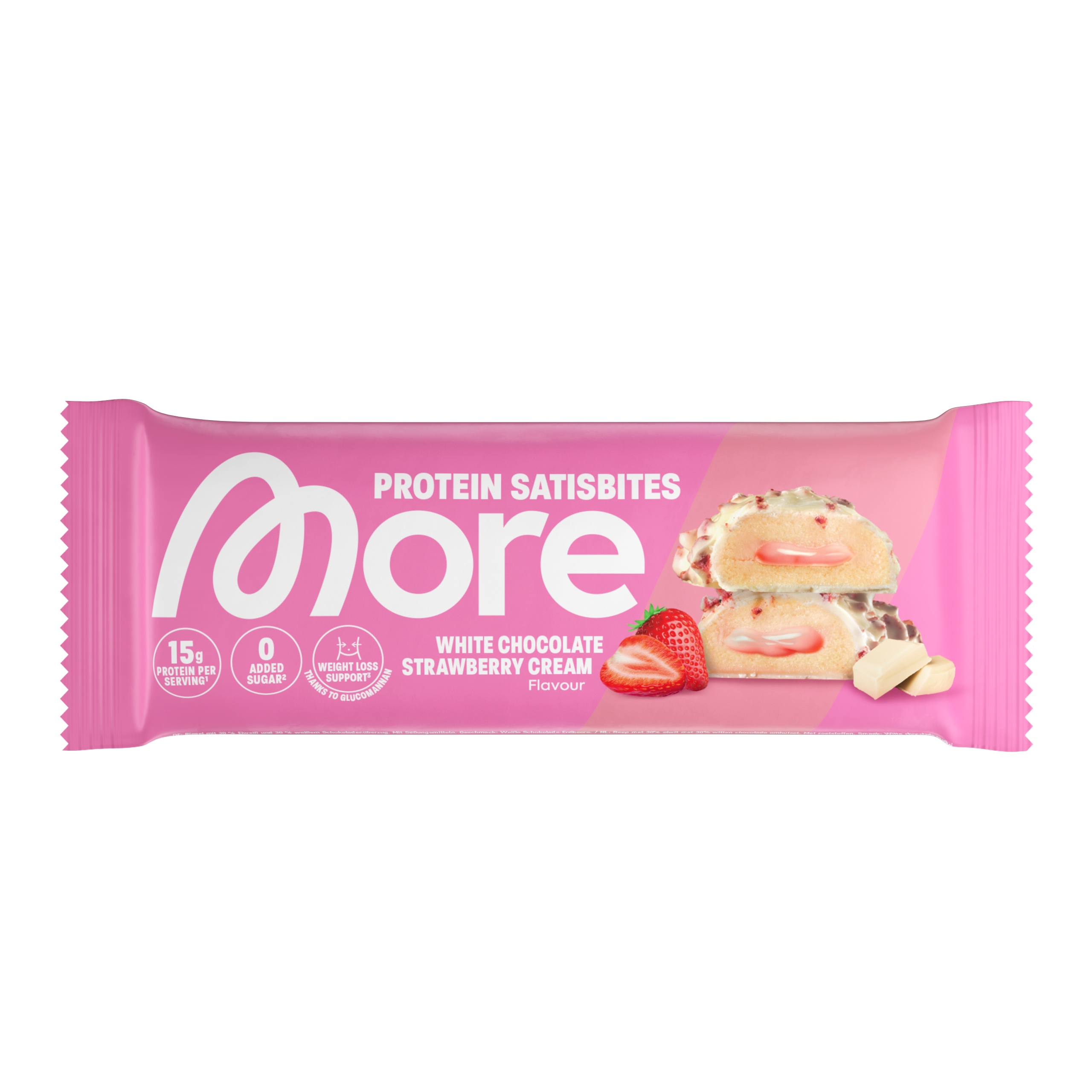 More Satisbite Bar White Strawberry Cream 50g