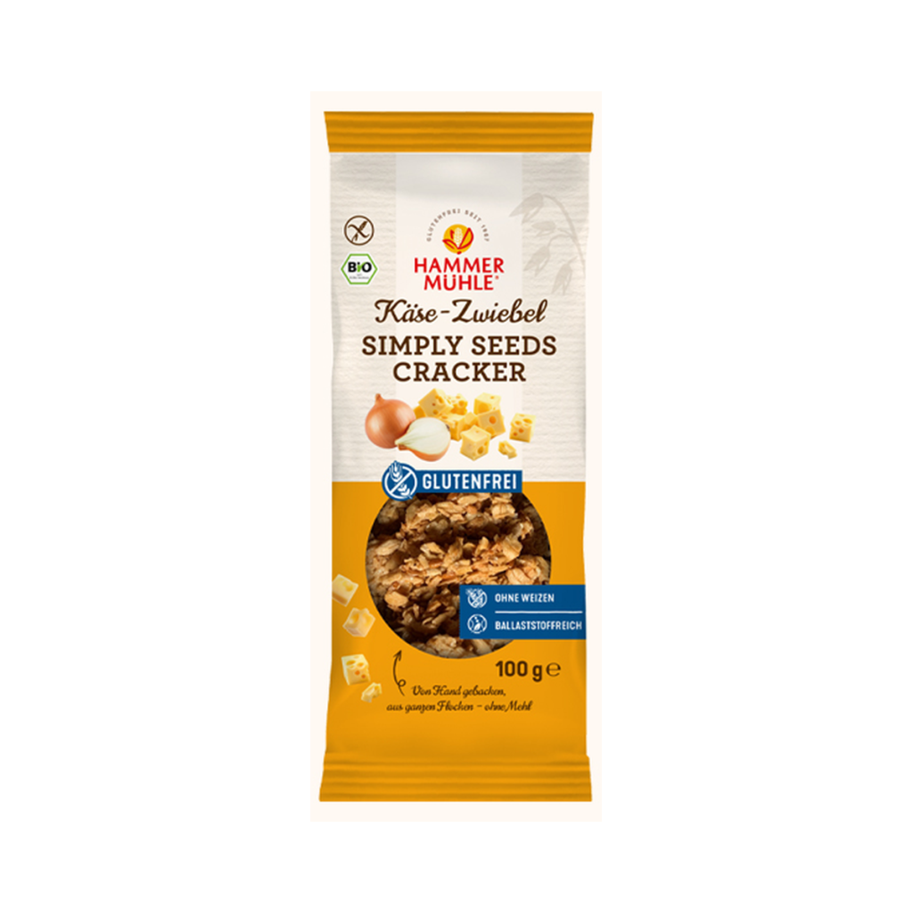 Bio Hammermühle Simply Seeds Cracker Käse&Zwiebel 100g