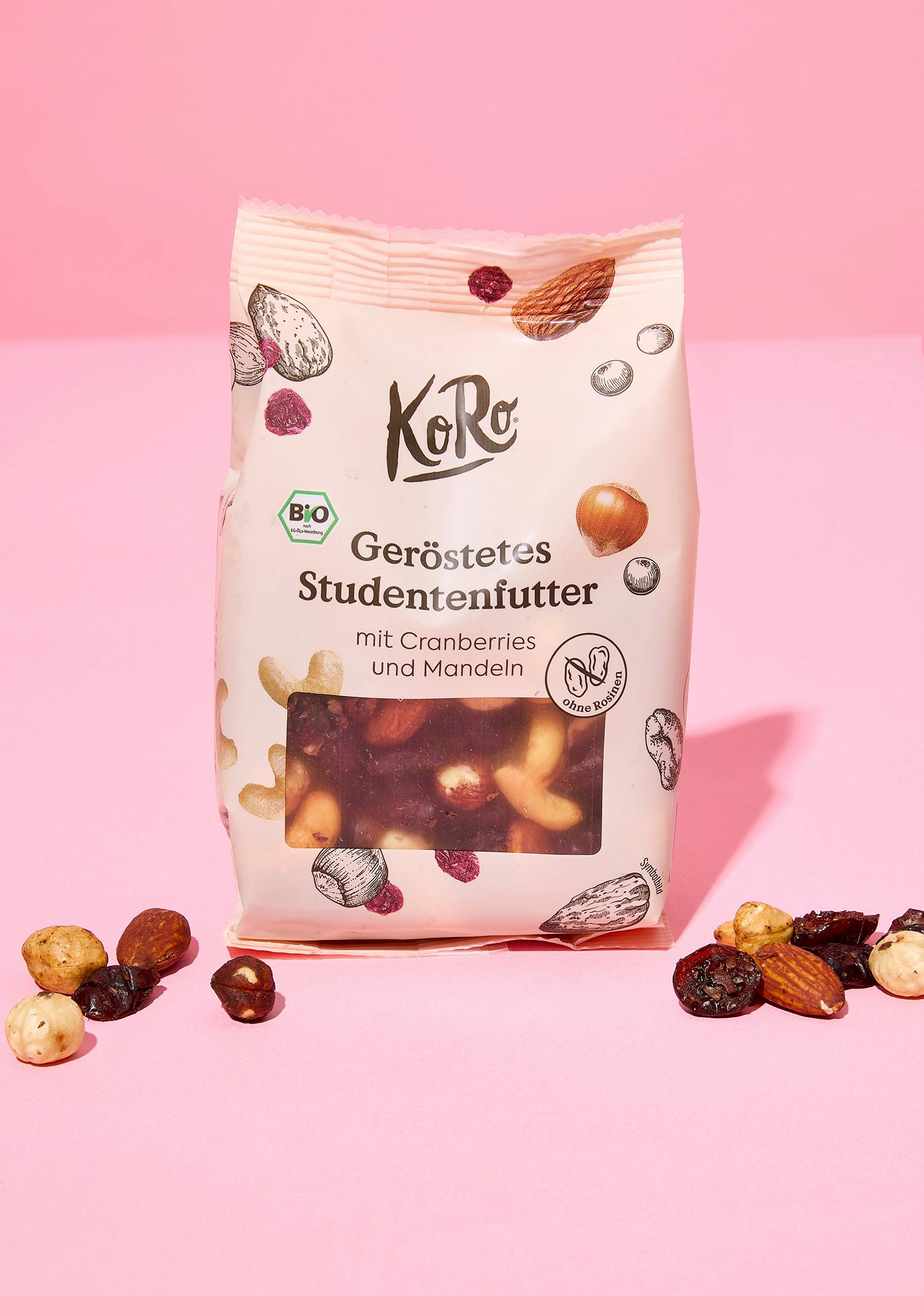 Bio Koro Geröstetes Studentenfutter mit Cranberrys und Mandeln 160g