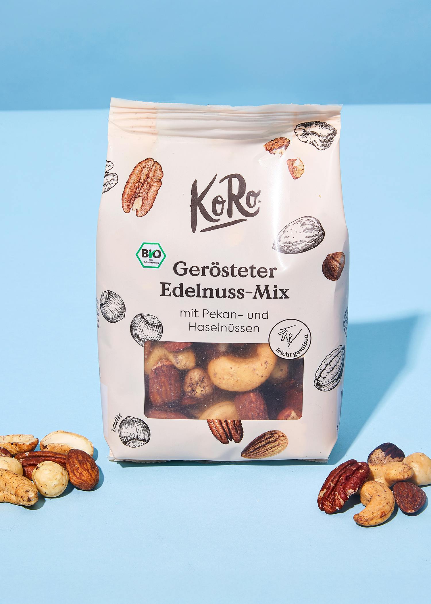 Bio Koro Gerösteter Edelnuss-Mix mit Pekan- und Haselnüssen 160g