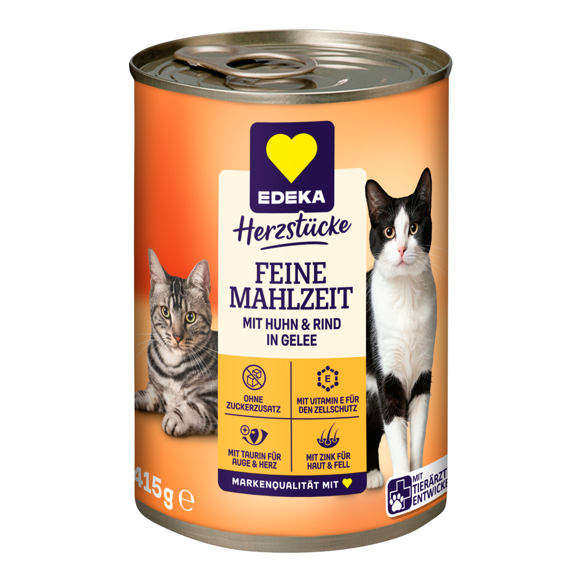 EDEKA Herzstücke Feine Mahlzeit mit Rind+Huhn in Gelee 415g