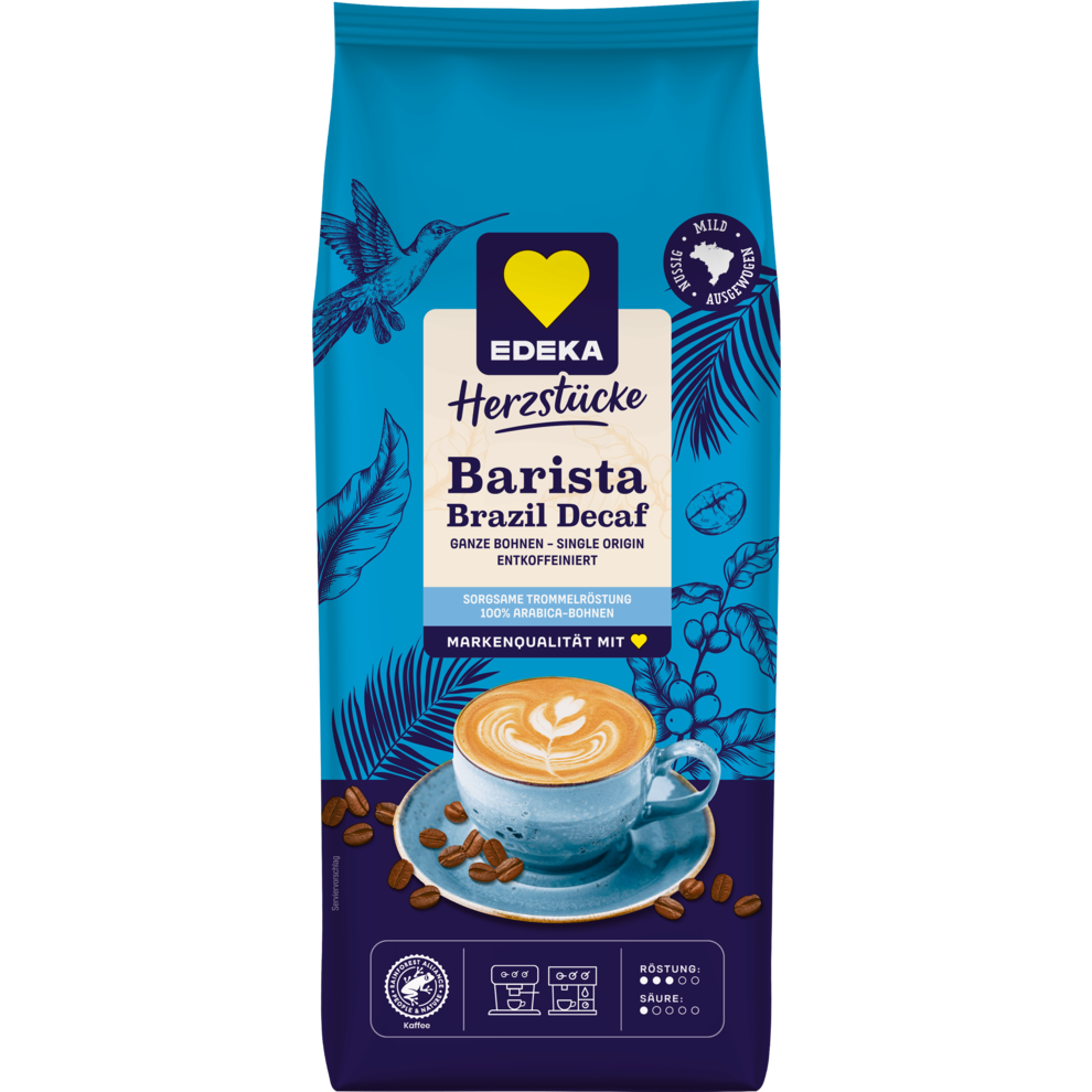 EDEKA Herzstücke Ganze Bohne Crema Brazil Entkoffeiniert 850g