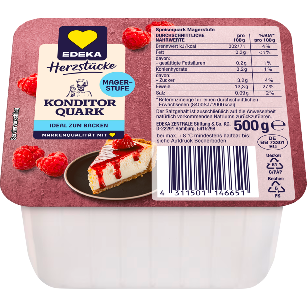 EDEKA Herzstücke Konditorenquark Magerstufe 500g