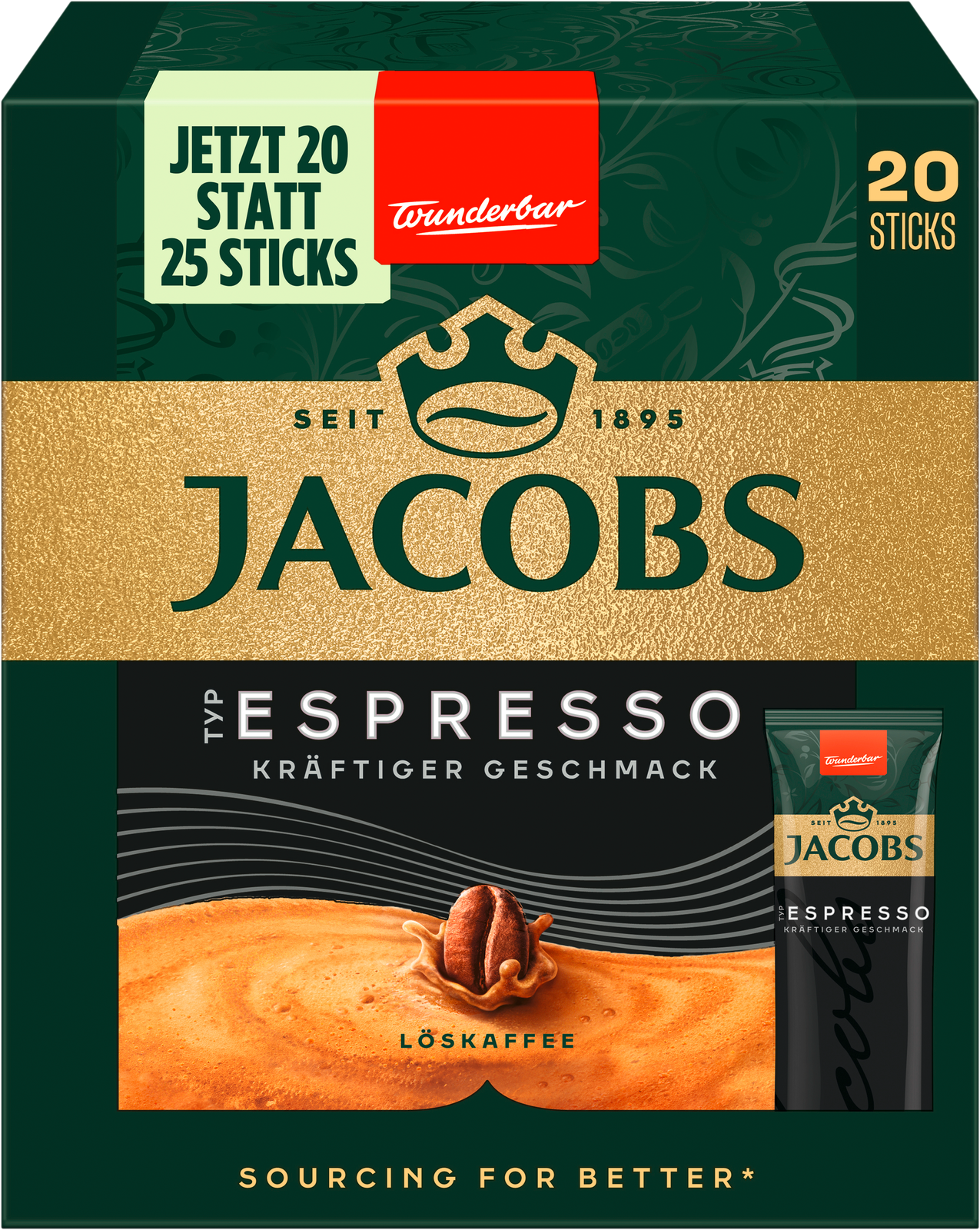 Jacobs Löslicher Kaffee Sticks Espresso 20ST 36g