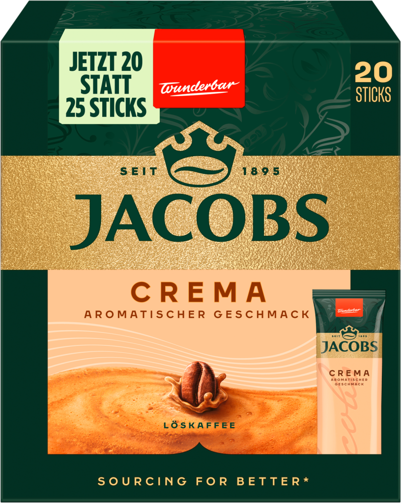 Jacobs Löslicher Kaffee Crema Sticks 20ST 36g
