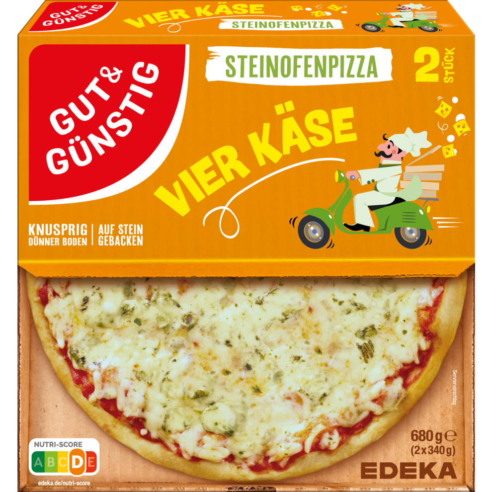 GUT&GÜNSTIG Steinofenpizza 4 Käse 2x340g