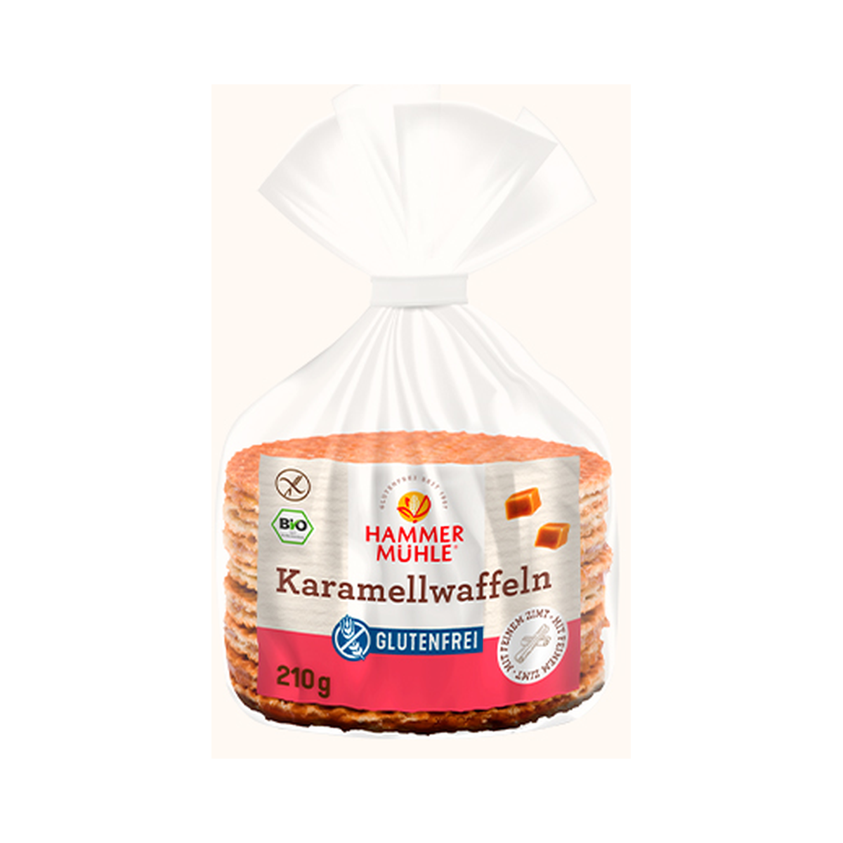 Bio Hammermühle Waffeln mit Karamellfüllung glutenfrei 210g