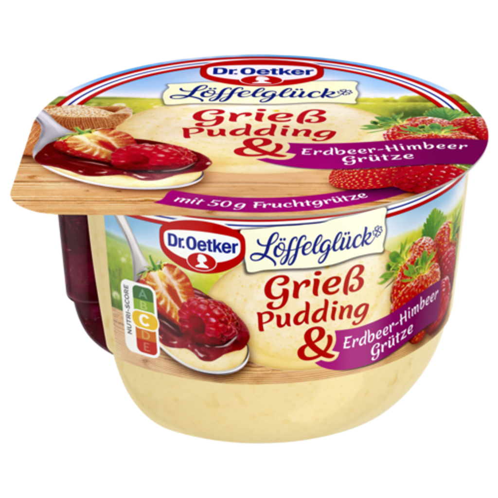 Dr.Oetker Grießpudding mit Erdbeer-Himbeer-Grütze 180g