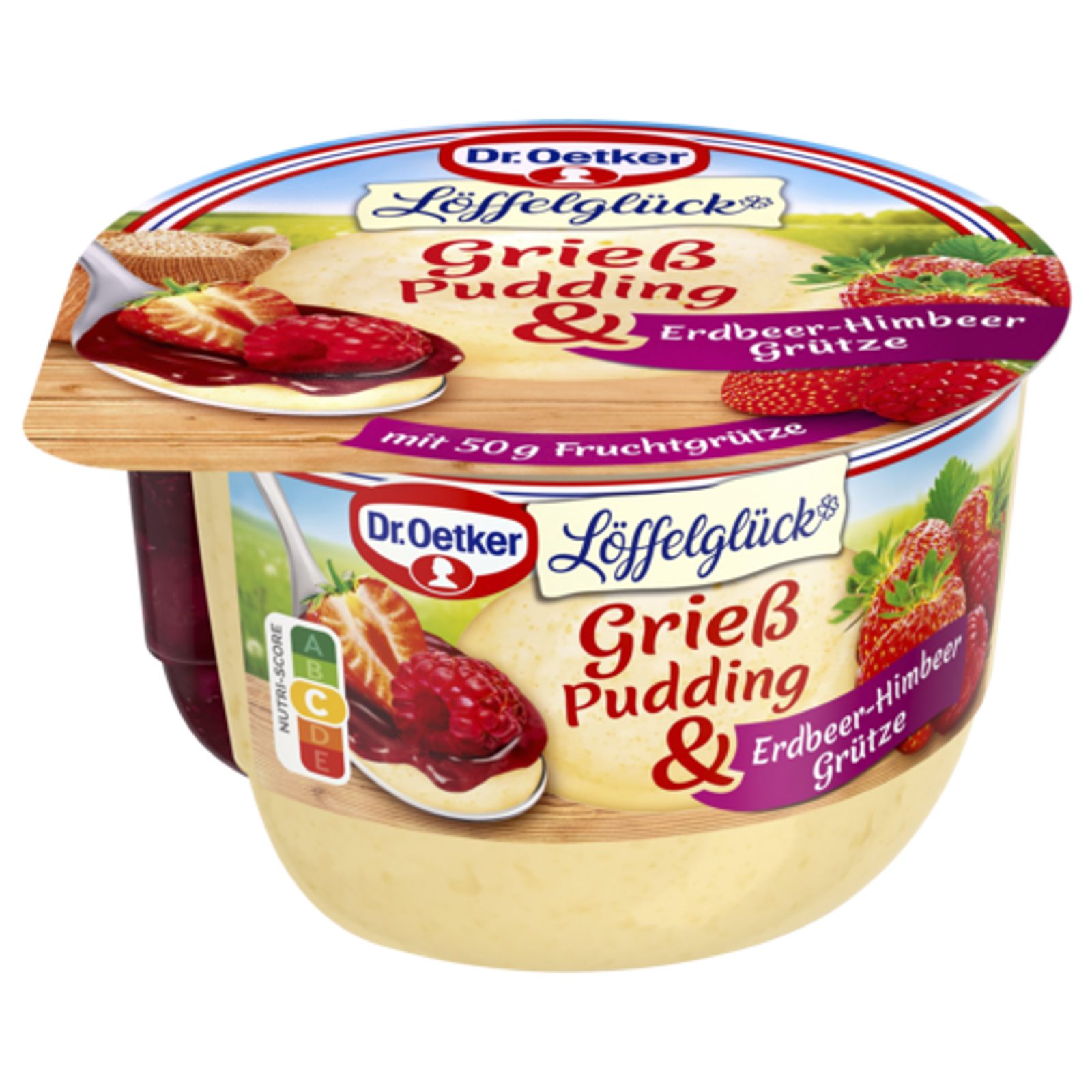 Dr.Oetker Grießpudding mit Erdbeer-Himbeer-Grütze 180g