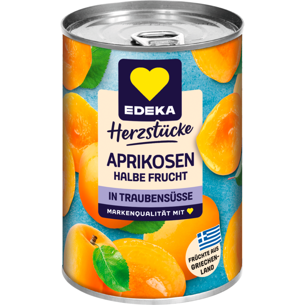 EDEKA Herzstücke Aprikosen halbe Frucht geschält ohne Zucker vollfruchtig 410g