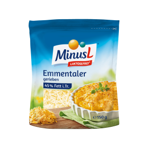 MinusL Emmentaler gerieben 45% Fett i.Tr.150g