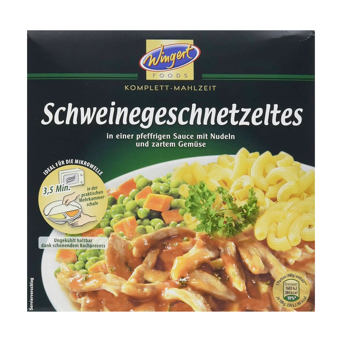 Wingert Foods Schweinegeschnetzeltes mit Nudeln und Gemüse 480g