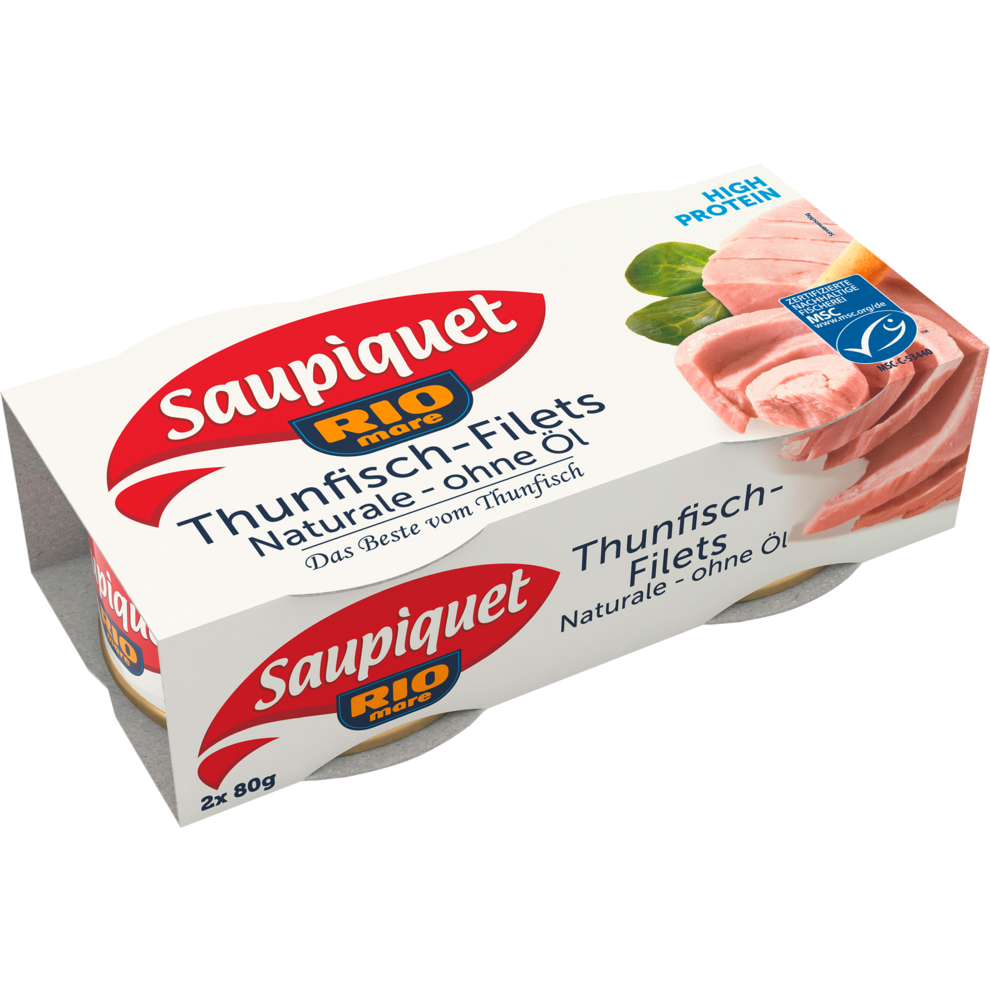Saupiquet Thunfisch Filet Naturale ohne Öl 2x80g