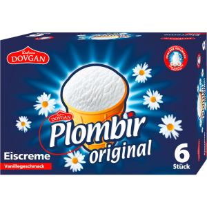 Dovgan Plombir Eiscreme Vanille im Waffelbecher 6x130ml