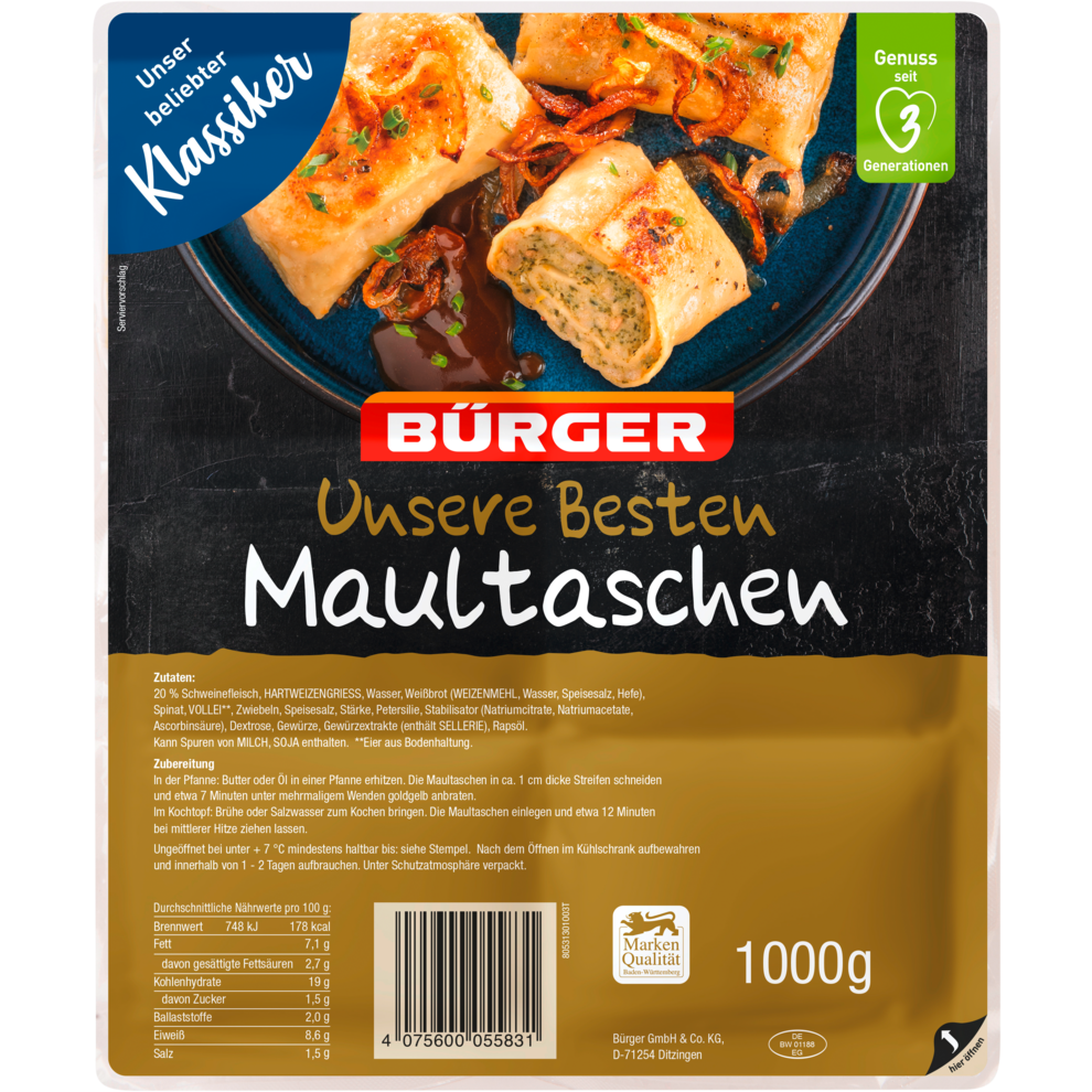 Bürger Unsere Besten Maultaschen 1kg
