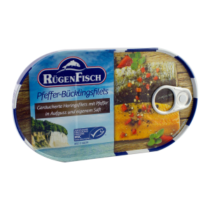 Rügen Fisch Pfefferbücklingsfilets in Aufguss und eigenem Saft 200g