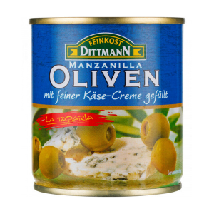 Feinkost Dittmann Manzanilla Oliven grün gefüllt mit Blue Cheese 200g