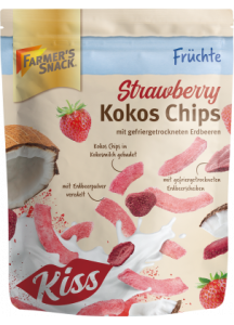Farmer's Snack Strawberry Coconut Chips with freeze-dried strawberries & strawberry powder 100g