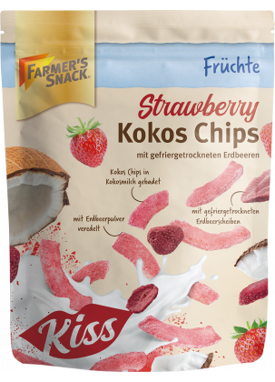 Farmer's Snack Strawberry Coconut Chips with freeze-dried strawberries & strawberry powder 100g