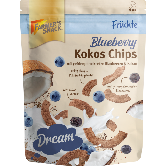 Farmer's Snack Blueberry Coconut Chips with freeze-dried blueberries & cocoa 100g