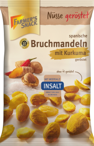 Farmer's Snack Spanish Almonds With Tumeric InSalt Spanish almonds; sea salt and turmeric 150g