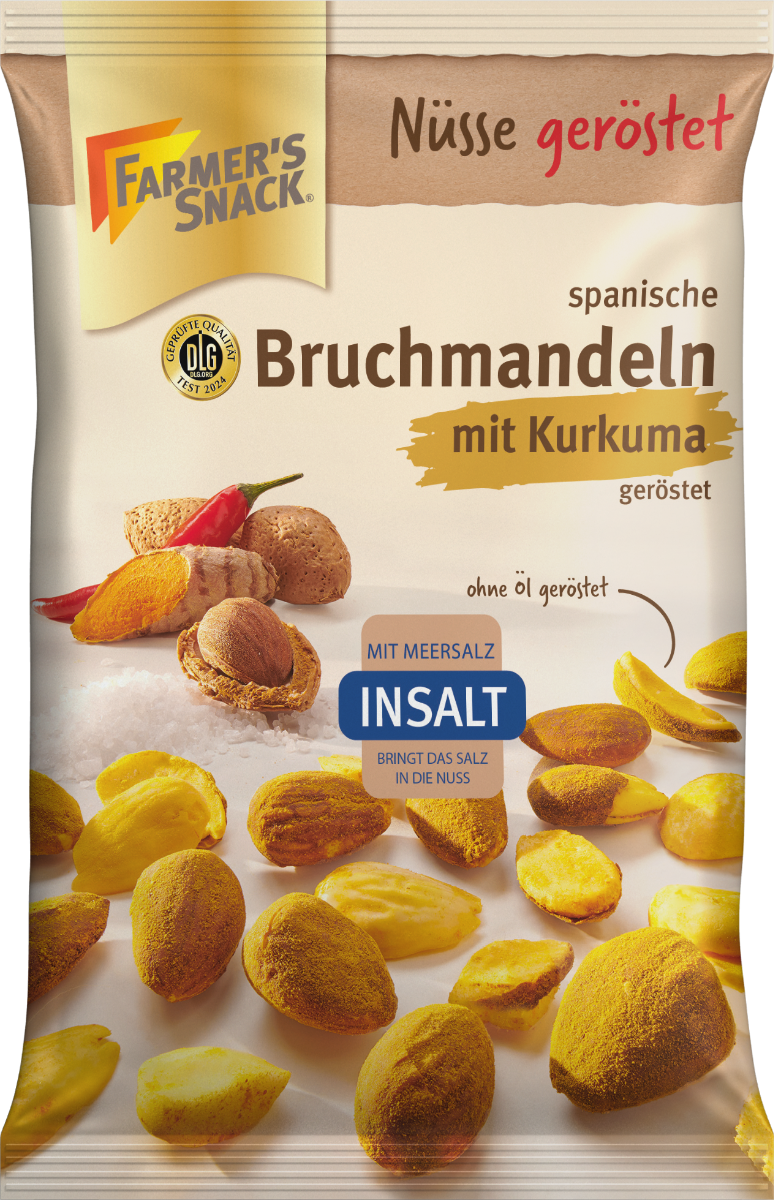 Farmer's Snack Spanish Almonds With Tumeric InSalt Spanish almonds; sea salt and turmeric 150g
