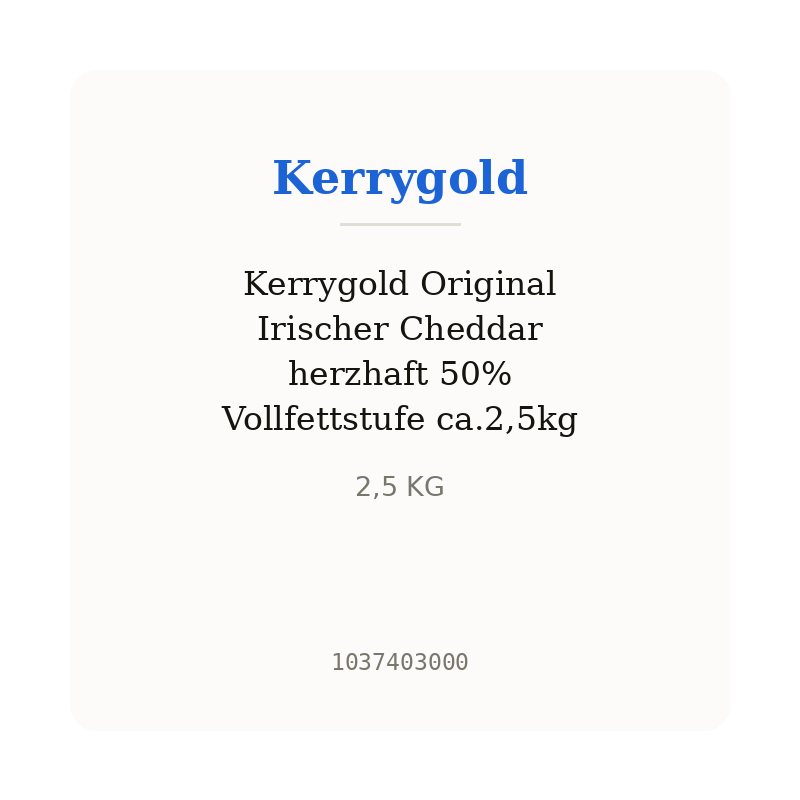 Kerrygold Original Irischer Cheddar herzhaft 50% Vollfettstufe ca.2,5kg