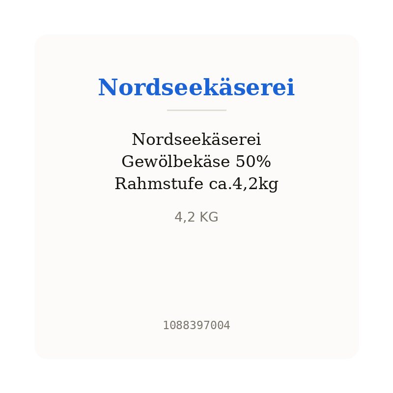 Nordseekäserei Gewölbekäse 50% Rahmstufe ca.4,2kg