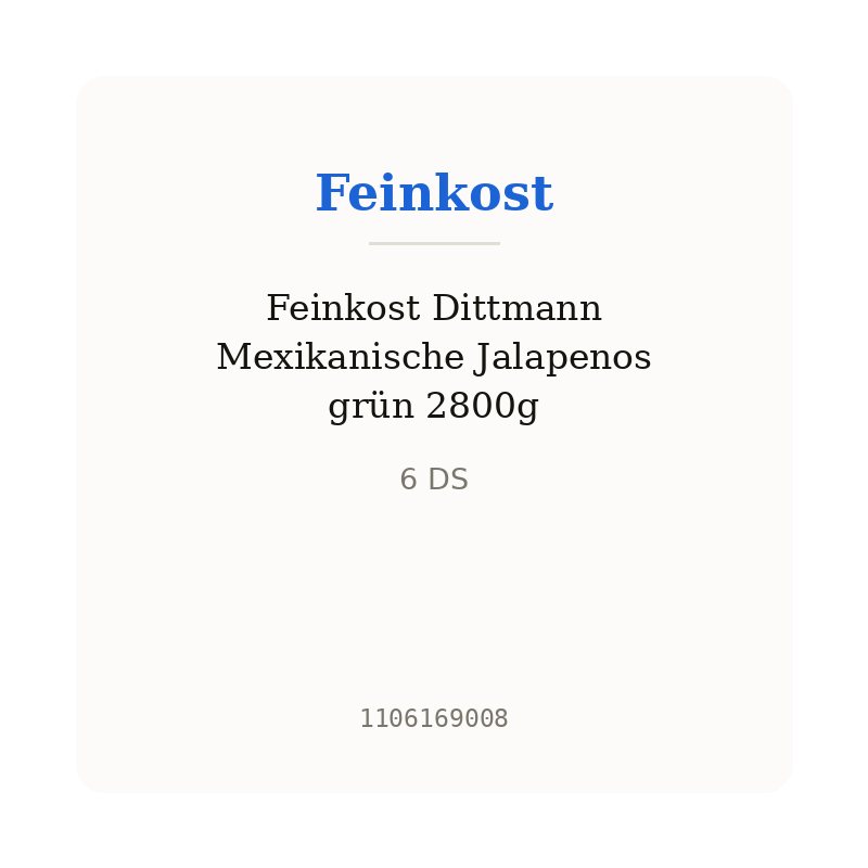 Feinkost Dittmann Mexikanische Jalapenos grün 2800g