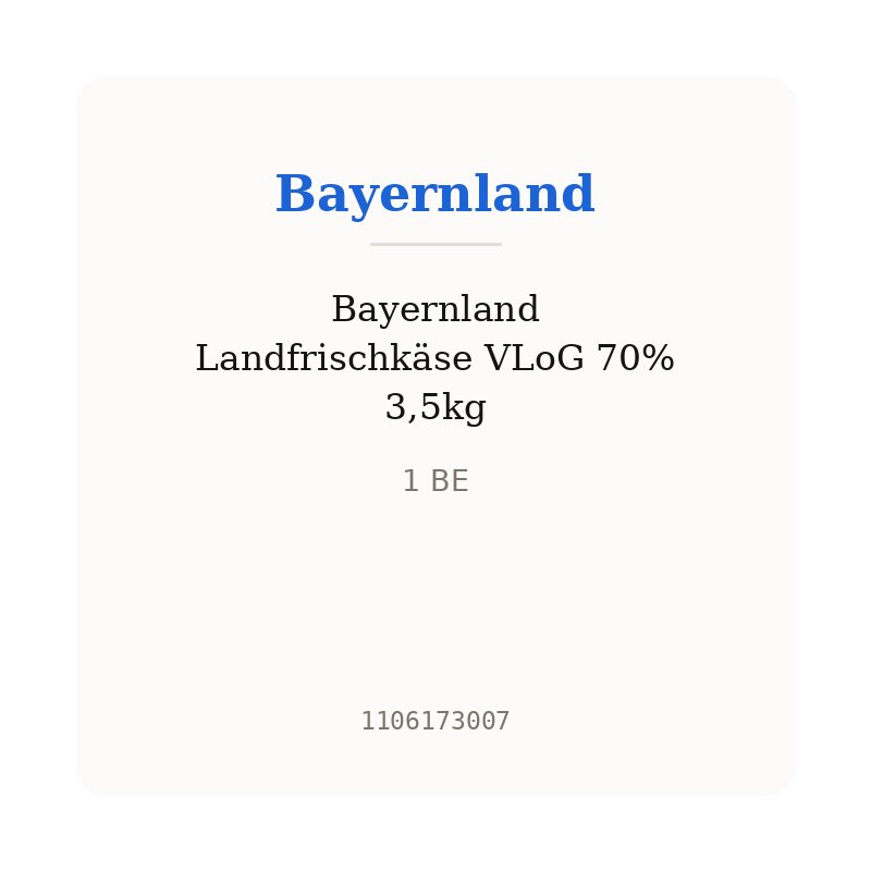 Bayernland Landfrischkäse VLoG 70% 3,5kg