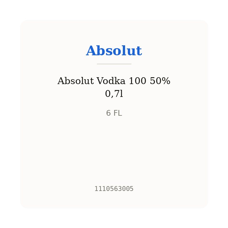 Absolut Vodka 100 50% 0,7l