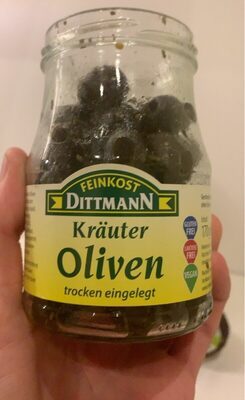 Feinkost Dittmann Kräuteroliven Schwarz Trocken eingelegt 170g